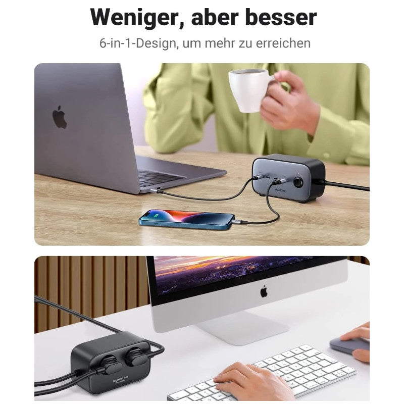 6 В 1 УНИВЕРСАЛНО ЗАРЯДНО УСТРОЙСТВО CD270 Desk 220V 3xUSB-C 1xUSBA 2хAC UGREEN