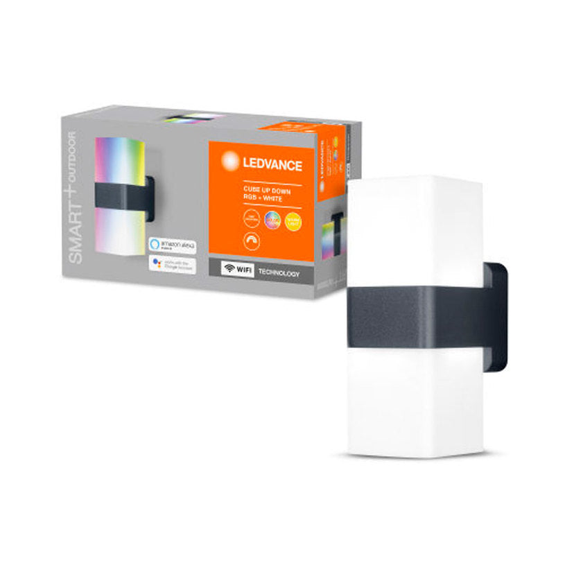 ЛАМПА ЗА ОТКРИТО SMART WIFI CUBE WALL UPDOWN RGBW 900lm DG IP44 SMART LEDVANCE