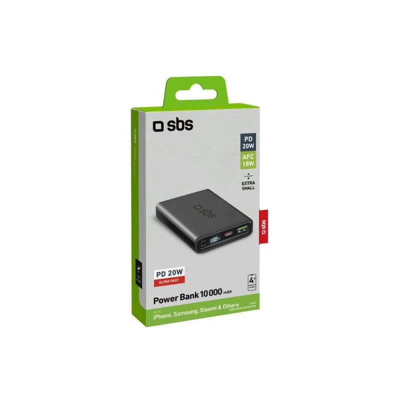 POWER BANK(ВЪНШНА БАТЕРИЯ)10000mAh,1xUSB C,1xUSB A,PD 20W,LCD SBS