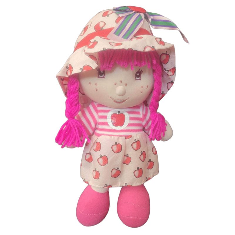 Мека плюшена кукла Плодове (Fruit Doll) с цветна рокля и сладка тематична шапка (32 см)
