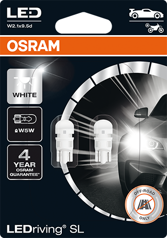 АВТОМОБИЛНА LED ЛАМПА T10 Бял 2825DWP-02B12V W5W 6000K 1W W2.1X9.5D OSRAM