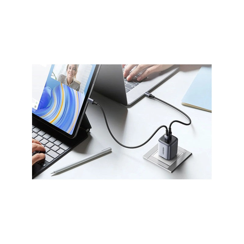 ЗАРЯДНО 220V 2xUSB-C, GaN, 45W, PD, NEXODE UGREEN