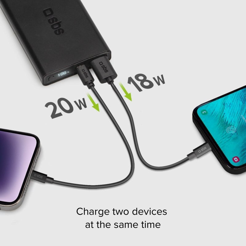 POWER BANK(ВЪНШНА БАТЕРИЯ)10000mAh,1xUSB C,1xUSB A,PD 20W,LCD SBS