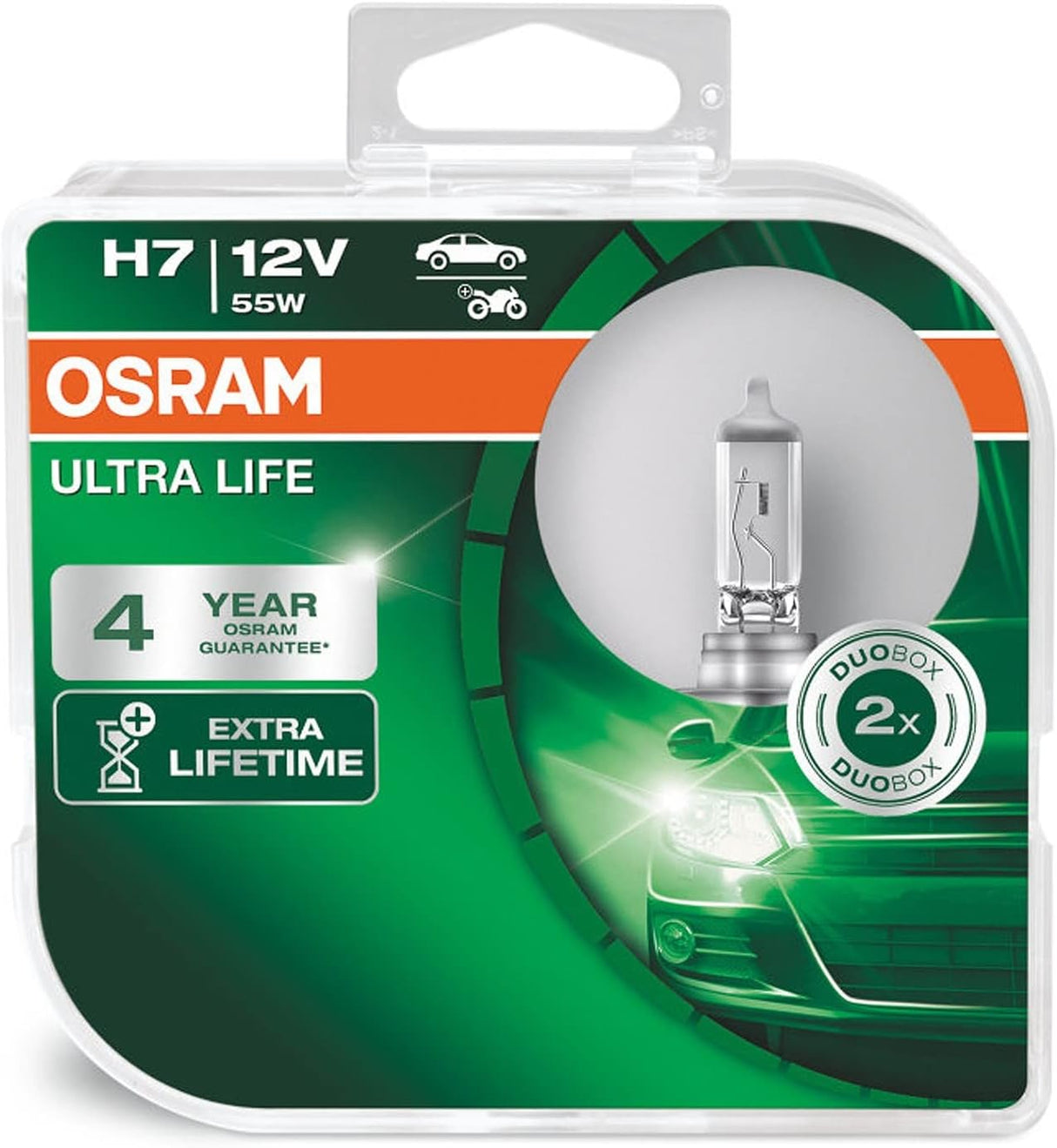 Крушка за фар Osram ULTRA LIFE H7, Автомобилна, Халогенна, 12V, 55W