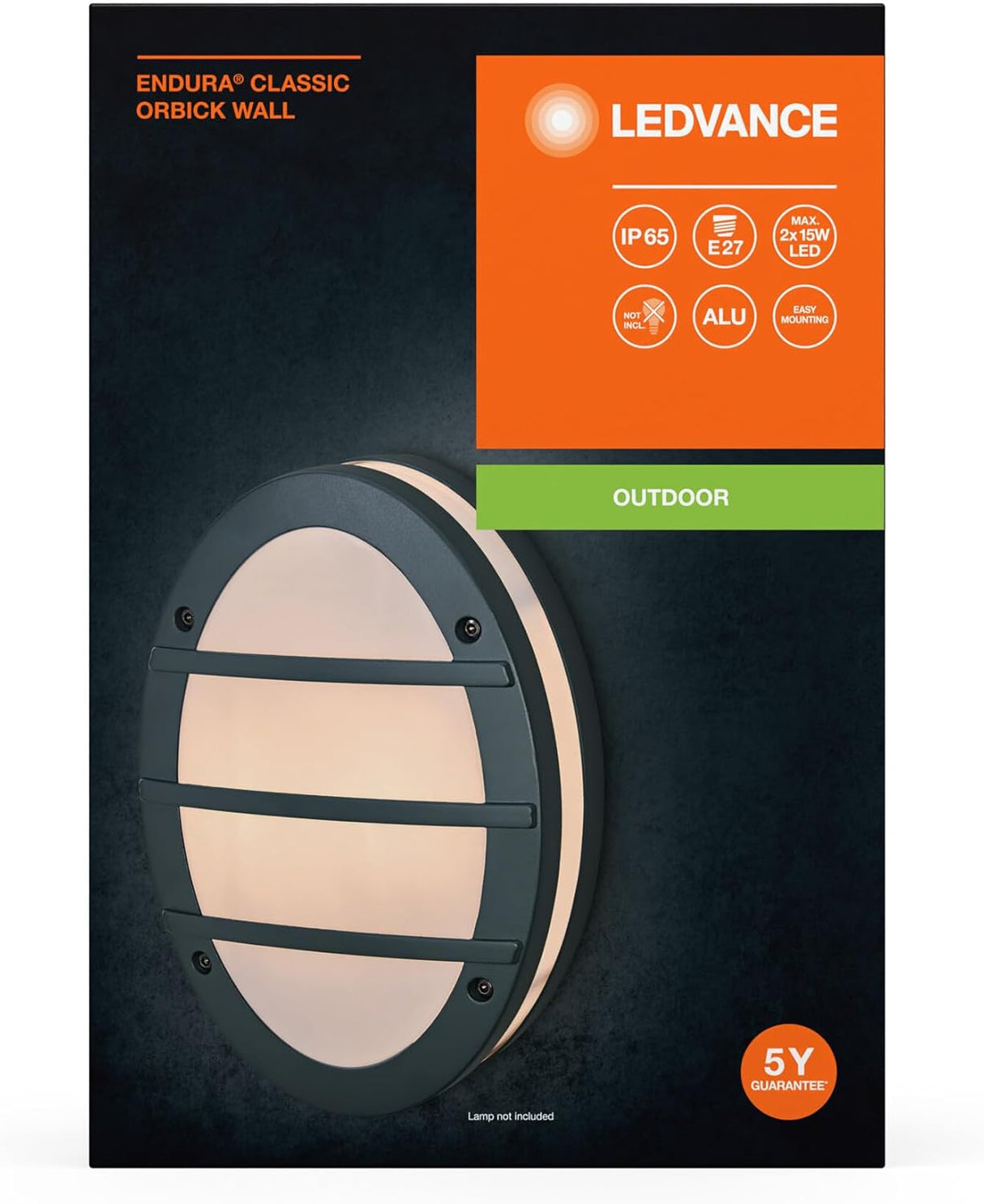 LED ЛАМПА ENDURA CLASSIC IP65 E27 ORBIK WALL DARK GRAY LEDVANCE
