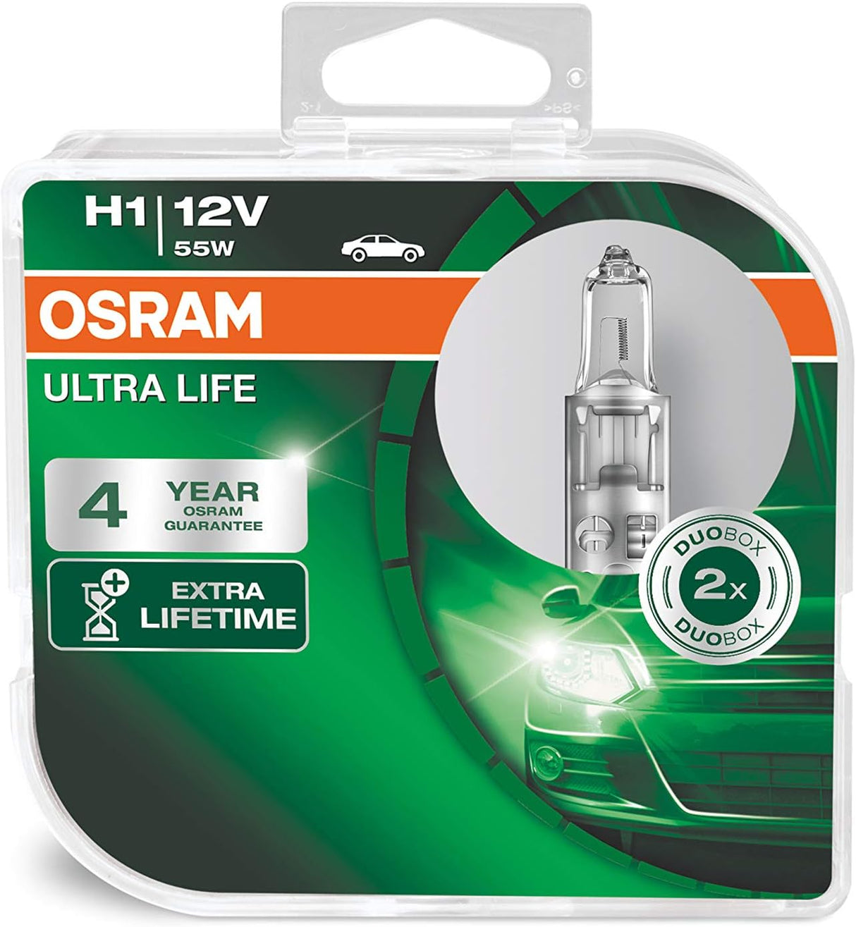 Крушка за фар Osram ULTRA LIFE H1, Автомобилна, Халогенна, 12V, 55W
