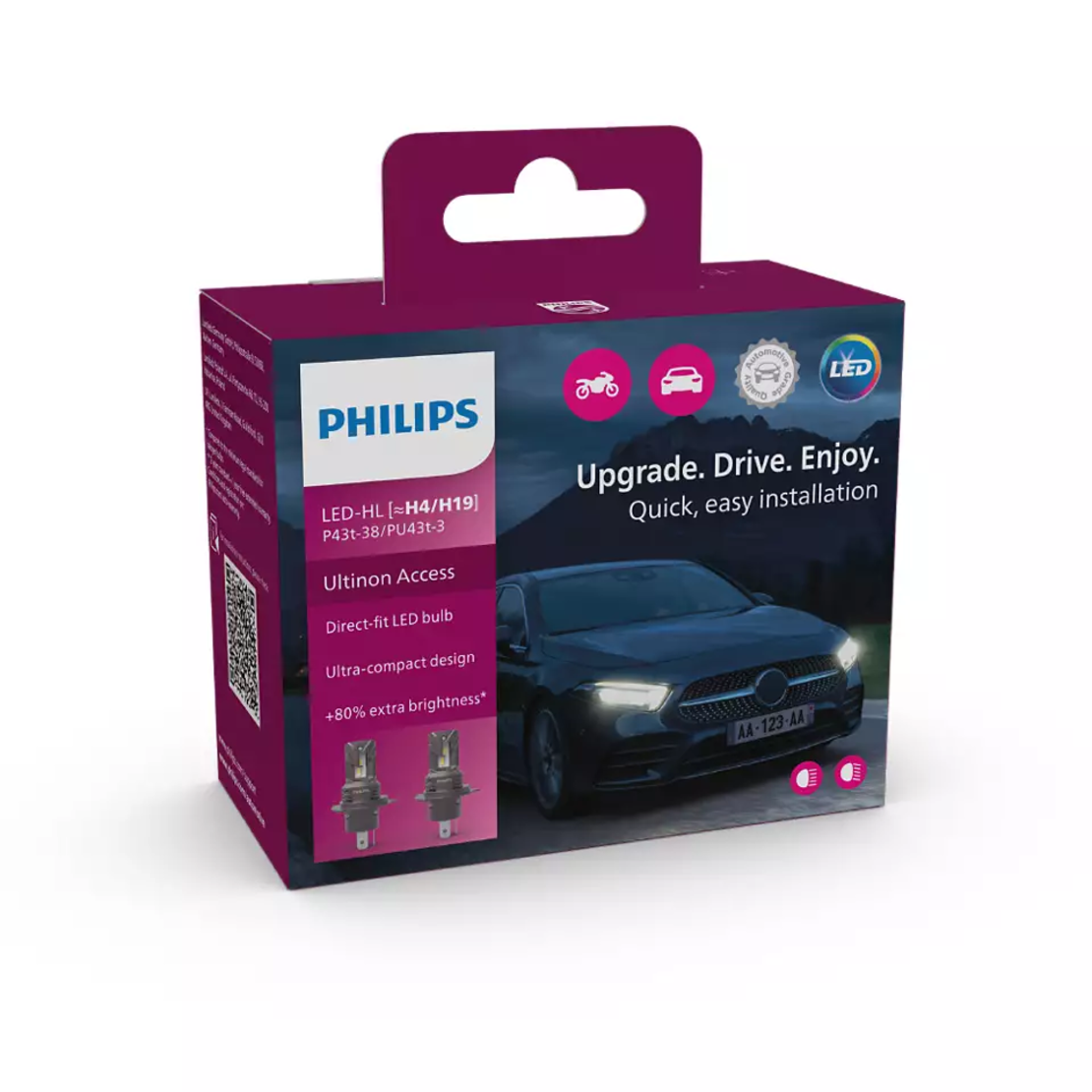 LED КРУШКИ PHILIPS H4/H19 ULTINON ACCESS 12V 20W 6000K