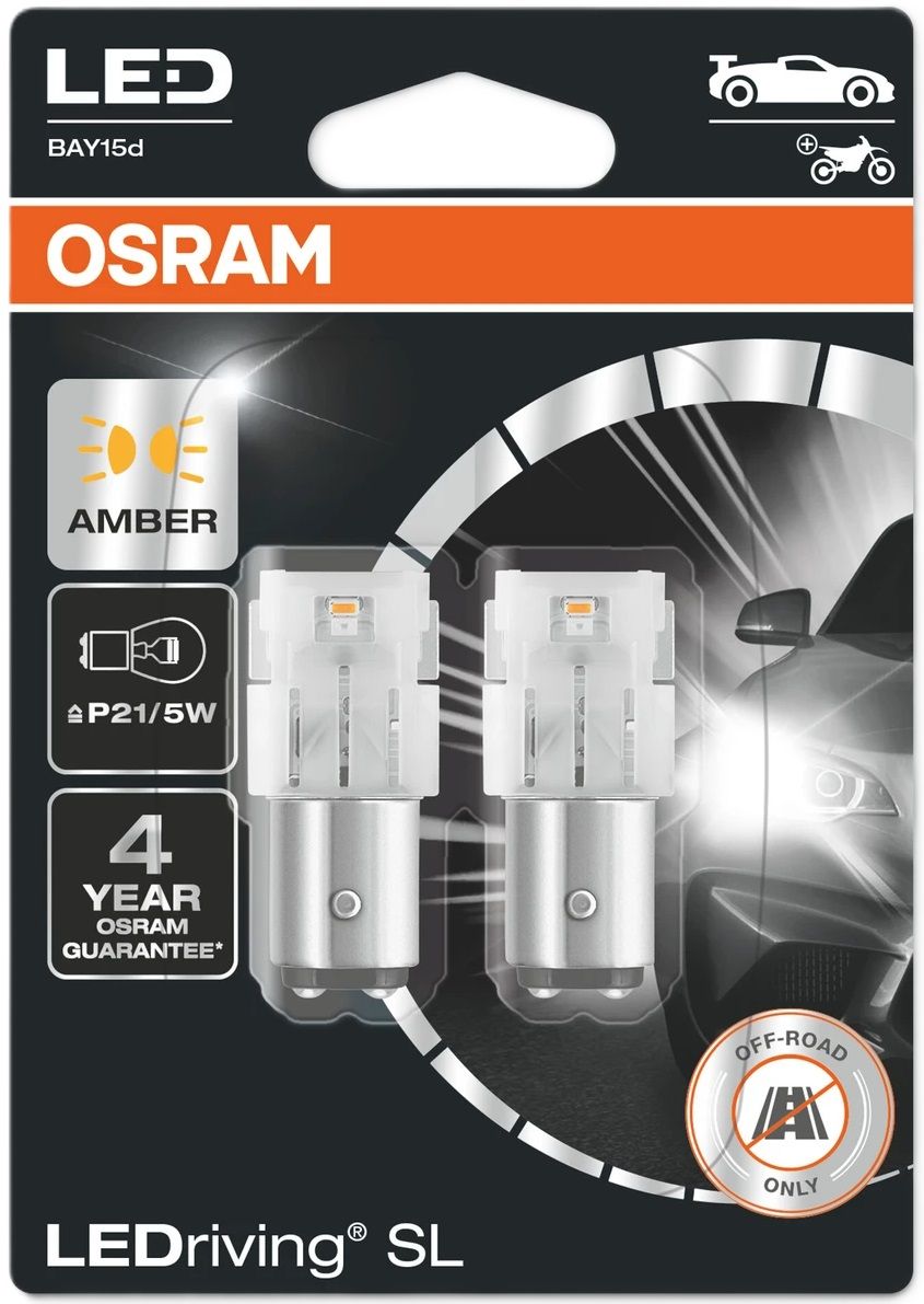 АВТОМОБИЛНА LED ЛАМПА 7506DYP-02B 12V P21W ОРАНЖЕВ 1,3W BA15S OSRAM