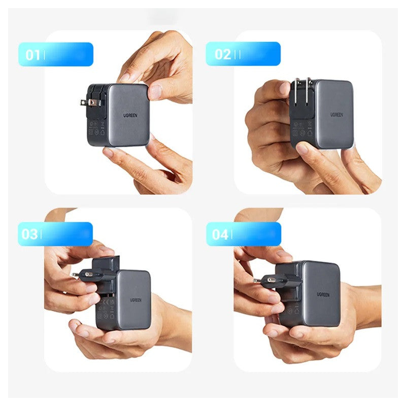 ЗАРЯДНО УСТРОЙСТВО 220V 2USBC,1USBA,65W,US,UK,EU CD296 UGREEN