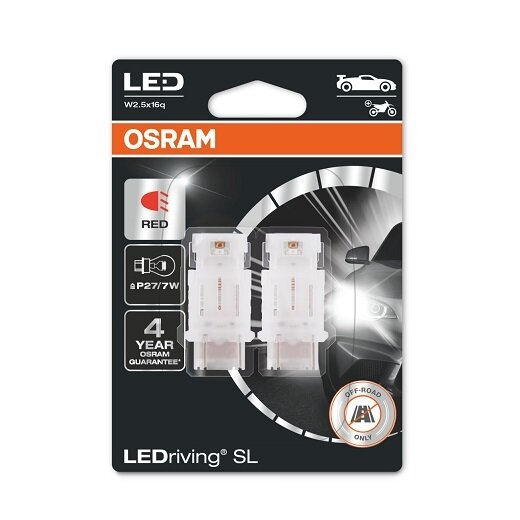 АВТОМОБИЛНА LED ЛАМПА 3157DRP-02B P27/7W ЧЕРВЕН 1,7W 12V W2.5X16Q OSRAM