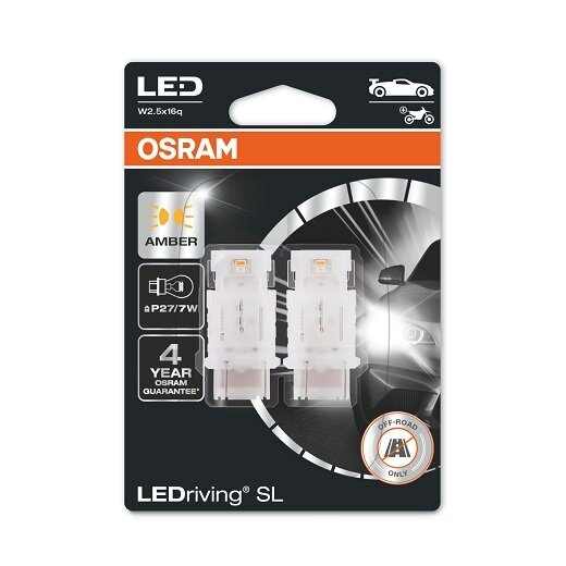 АВТОМОБИЛНА LED ЛАМПА 3157DYP-02B P27/7W ЖЪЛТ 1,9W12V W2.5X16Q OSRAM