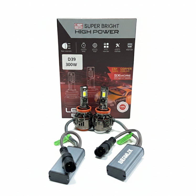 LED крушки H11/H8/H9 D39 PRO : 30000LM 300W DC 9-36V IP68 КОМПЛЕКТ 2Бр.
