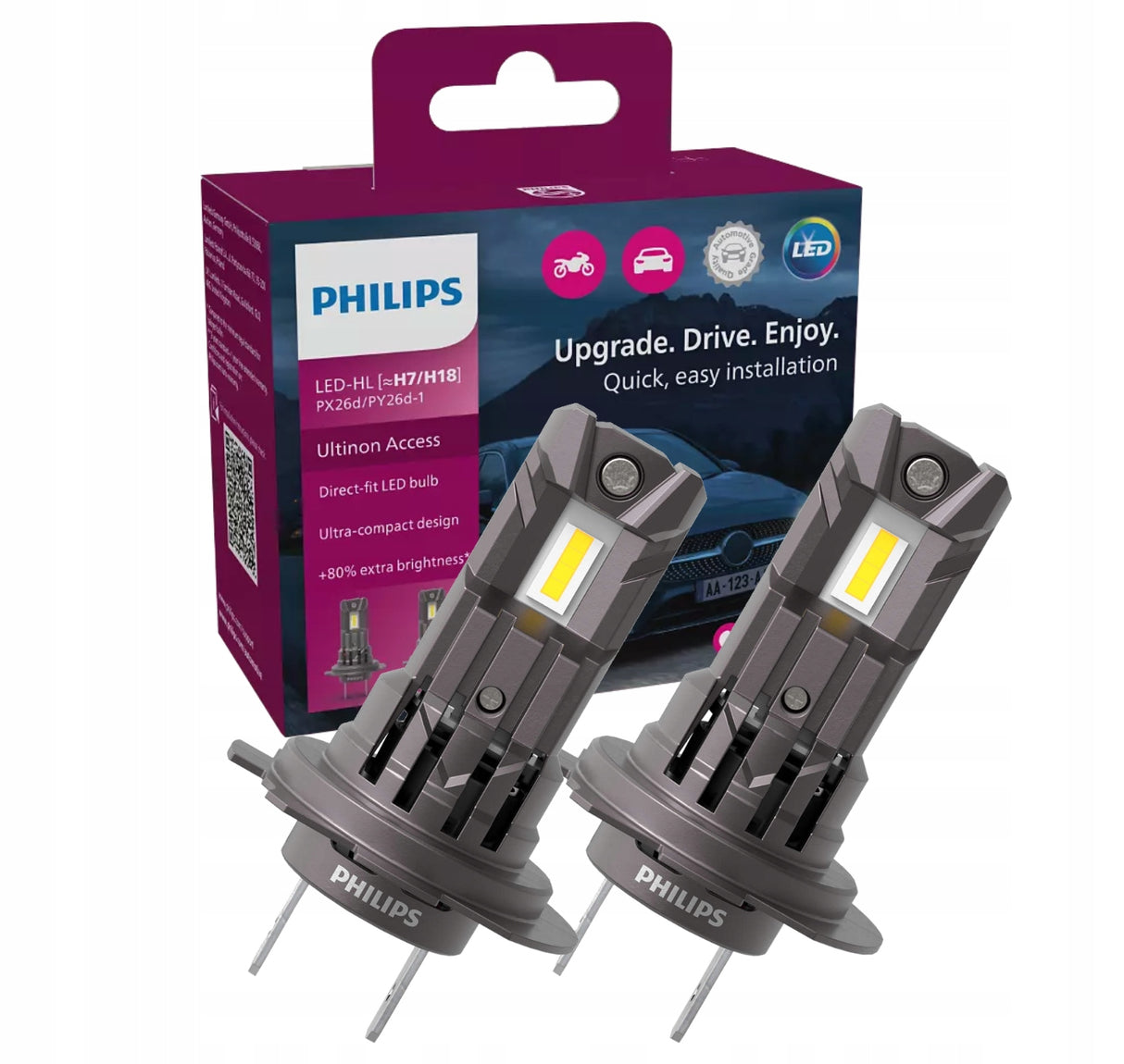 LED КРУШКИ PHILIPS H7/H18 ULTINON ACCESS 12V 16W PX26D 6000K