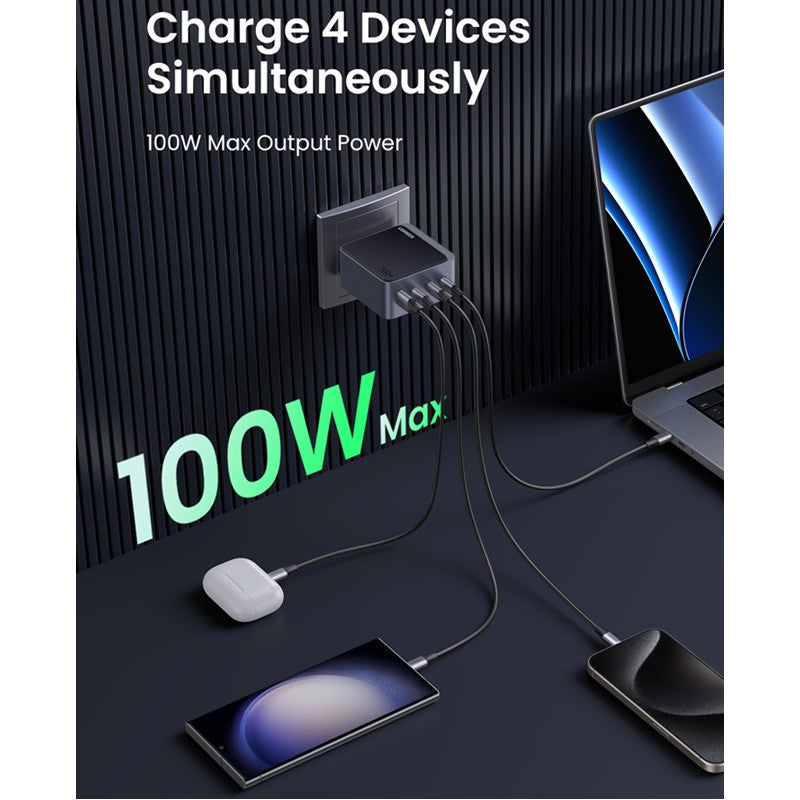 ЗАРЯДНО 220V 3xUSB-C,1xUSB A,GaN,100W, X565 UGREEN