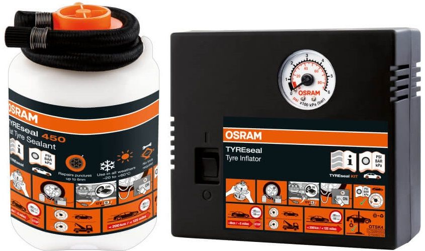КОМПЛЕКТ ЛЕПИЛО ЗА ГУМИ И КОМПРЕСОР OTSK4 KIT TYRESEAL OSRAM