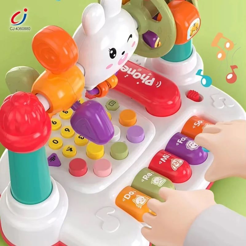 Детски мултифункционален интерактивен телефон Multifunctional Telephone Game – Образователна музикална играчка със светлини, пиано и звуци (18+ месеца)