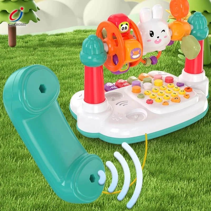 Детски мултифункционален интерактивен телефон Multifunctional Telephone Game – Образователна музикална играчка със светлини, пиано и звуци (18+ месеца)
