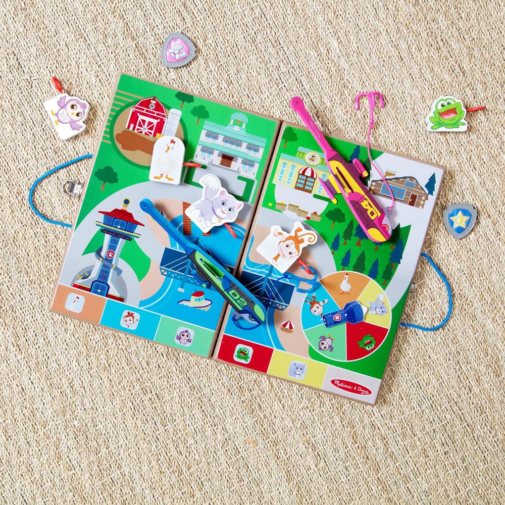 Детски дървен шпионски куфар Zynora Paw Patrol: Spy Rescue – Преносим дървен комплект с игрално табло, магнитни дрон-въдици и фенерче (3+ години)