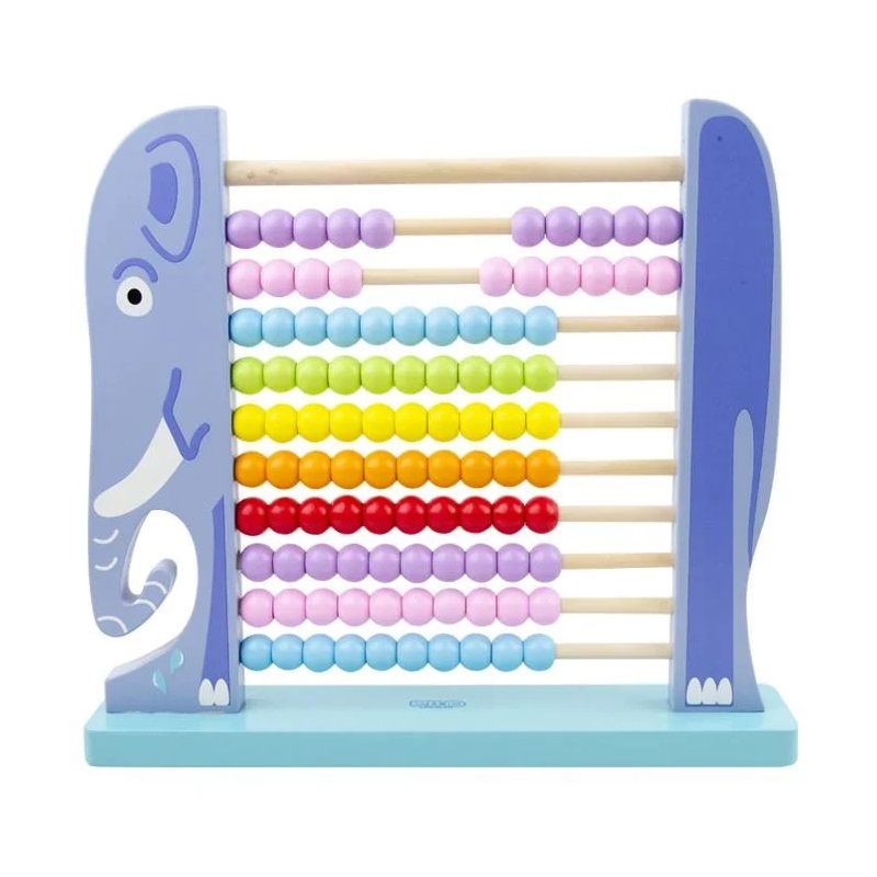 Детско дървенo сметало Zynora Pastel Elephant – Образователна монтесори играчка за броене, математическо мислене и логика (3+ години)