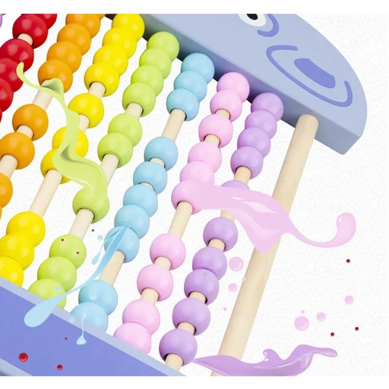 Детско дървенo сметало Zynora Pastel Elephant – Образователна монтесори играчка за броене, математическо мислене и логика (3+ години)