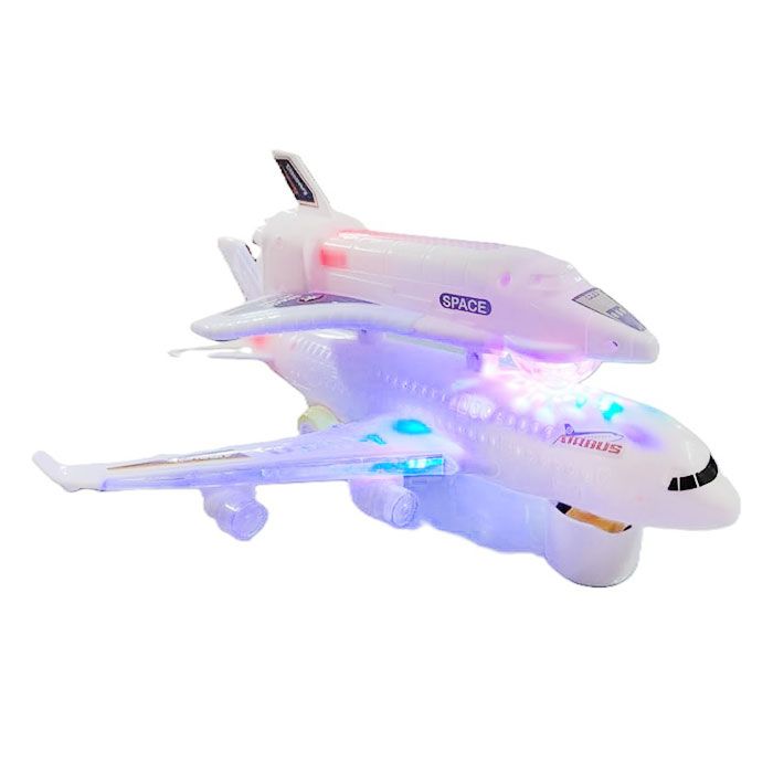 Детски интерактивен електрически самолет Space Shuttle A380 – Космически самолет със светлини, звуци и Bump& Go функция (3+ години)