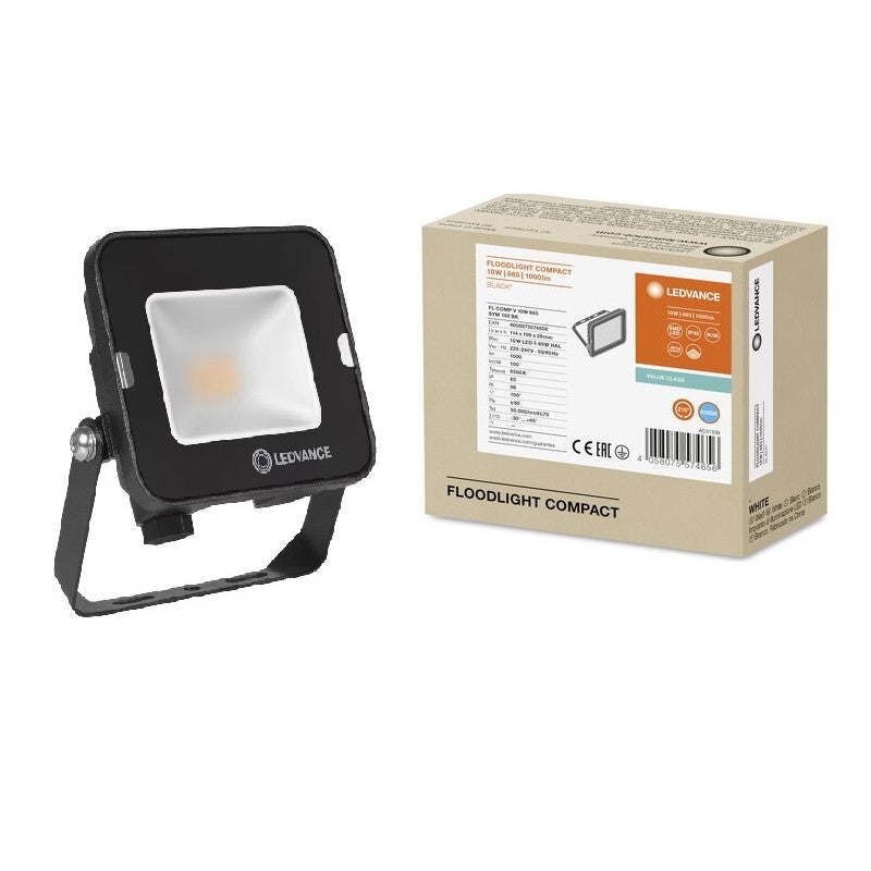 LED прожектор Ledvance IP65 10W 1000lm 6500K 100° черно тяло