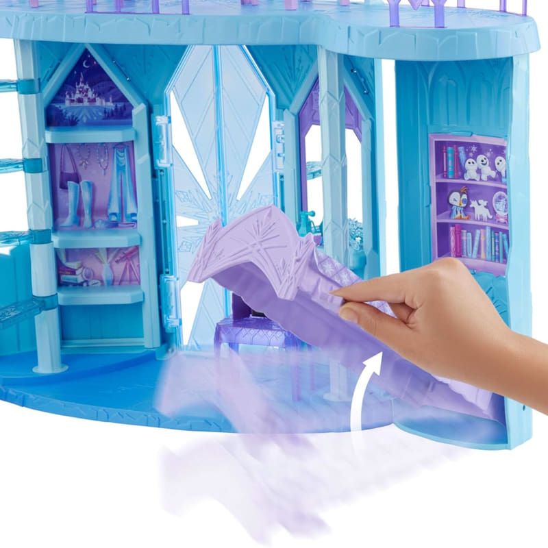 Огромен интерактивен замък за кукли Disney Frozen Леденият дворец на Елза – Снежен замък с фигурка Олаф и 21 кралски аксесоара (150 см)