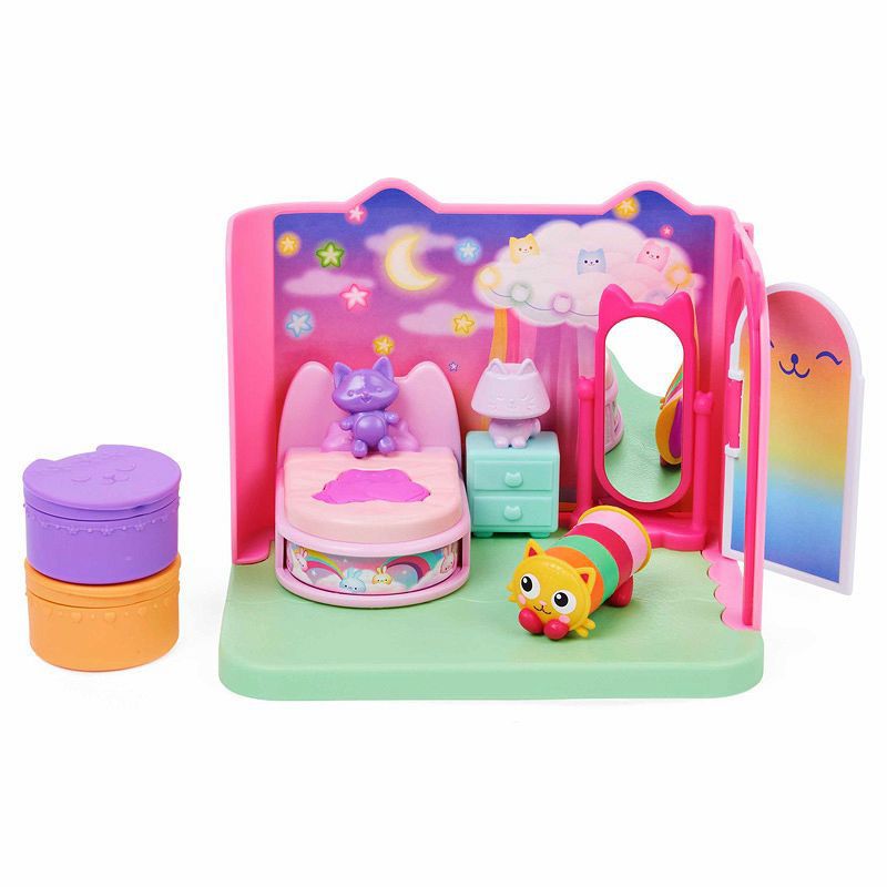 Луксозен детски игрален комплект Gabby's Dollhouse: Спалнята на Pillow Cat (Sweet Dreams Bedroom) с трансформиращо се легло и изненади (3+ години)
