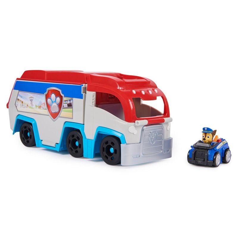 Детски трансформиращ се камион-рампа PAW Patrol (Spin Master) – Голям спасителен автомобил с фигурка на Чейс и мини патрулка (3+ години)