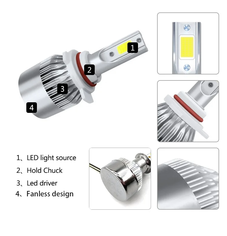 LED крушки за фарове C6 H1 6000Lm 5500K-6500K 12V за къси и дълги