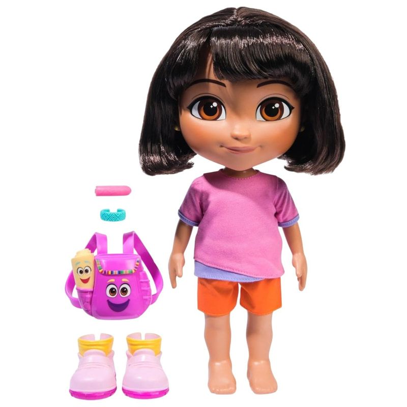 Интерактивна кукла Dora the Explorer (Дора изследователката) със звуци, отваряща се раничка и аксесоари (30 см)