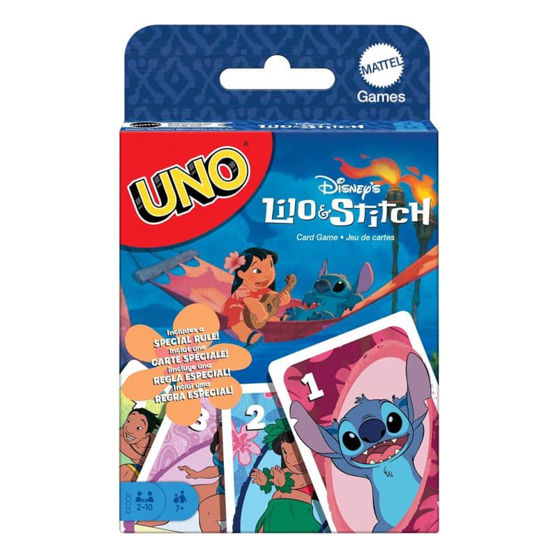 Тематична игра с карти Zynora UNO Lilo & Stitch – Динамична семейна игра с ексклузивен Дисни дизайн и специално хавайско правило (7 години +)