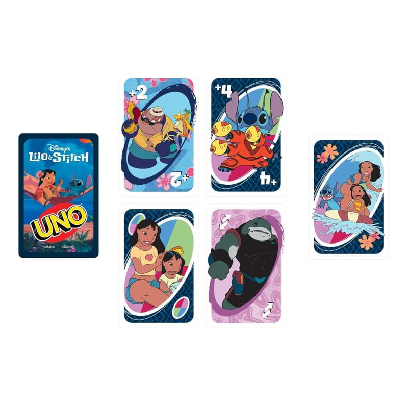 Тематична игра с карти Zynora UNO Lilo & Stitch – Динамична семейна игра с ексклузивен Дисни дизайн и специално хавайско правило (7 години +)