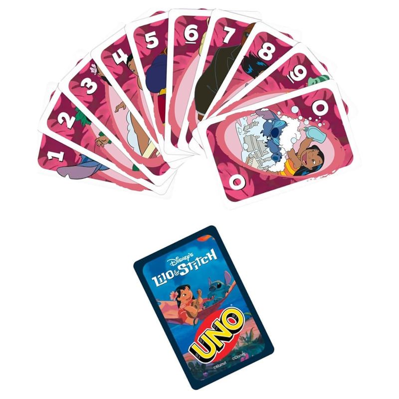 Тематична игра с карти Zynora UNO Lilo & Stitch – Динамична семейна игра с ексклузивен Дисни дизайн и специално хавайско правило (7 години +)