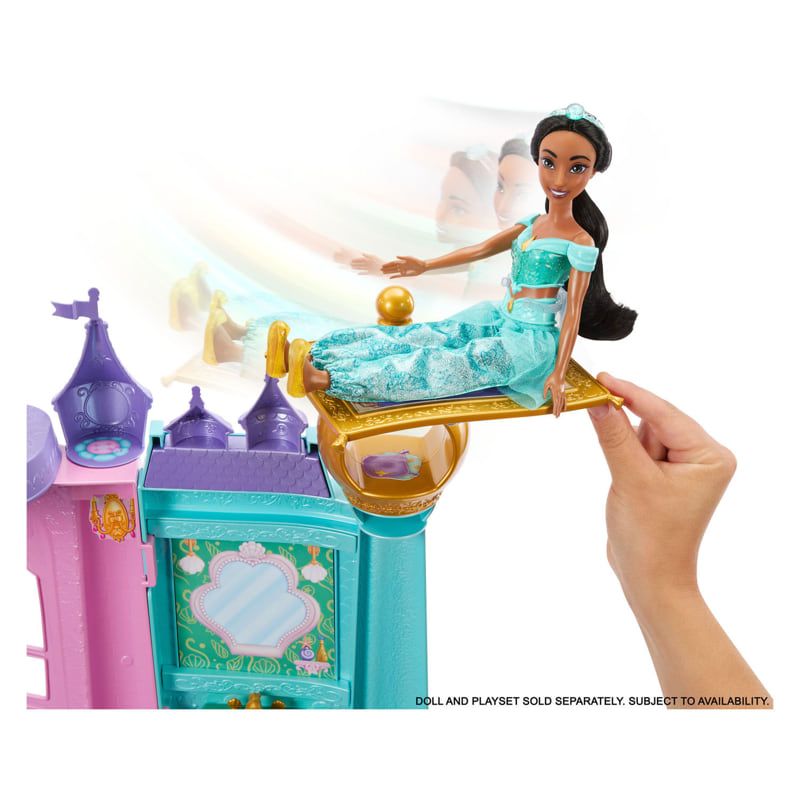 Огромен интерактивен замък за кукли Disney Princess Magical Adventures Castle 3в1 – Многоетажен светещ замък със звуци и 25+ аксесоара (122 см)
