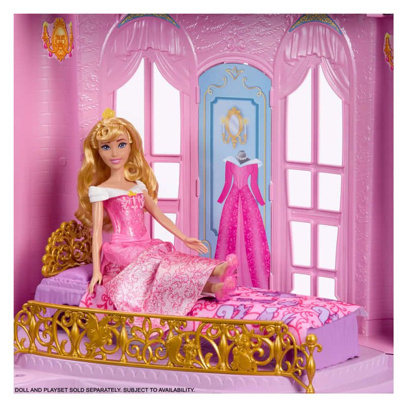 Огромен интерактивен замък за кукли Disney Princess Magical Adventures Castle 3в1 – Многоетажен светещ замък със звуци и 25+ аксесоара (122 см)