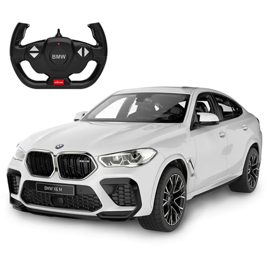 Кола с дистанционно Rastar BMW X6 M – Радиоуправляем луксозен SUV със светещи фарове и волан-дистанционно, артикул 99200 (Внушителен мащаб 1:14)