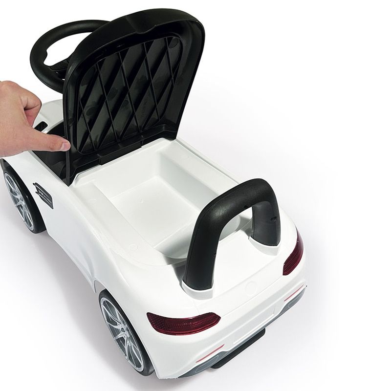 Детска кола за бутане с крачета Dolu Ride On (Бяла - 8036) – Първата бебешка кола играчка с ергономичен волан и стабилни колела за закрито и открито (12+ месеца)