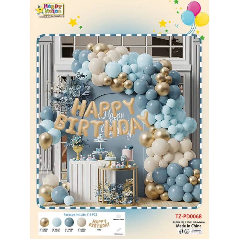 Комплект балони за момче Zynora Baby & Boy Party – 120 броя премиум латексови балони за парти арки, гирлянди, рожден ден и бебешки празненства