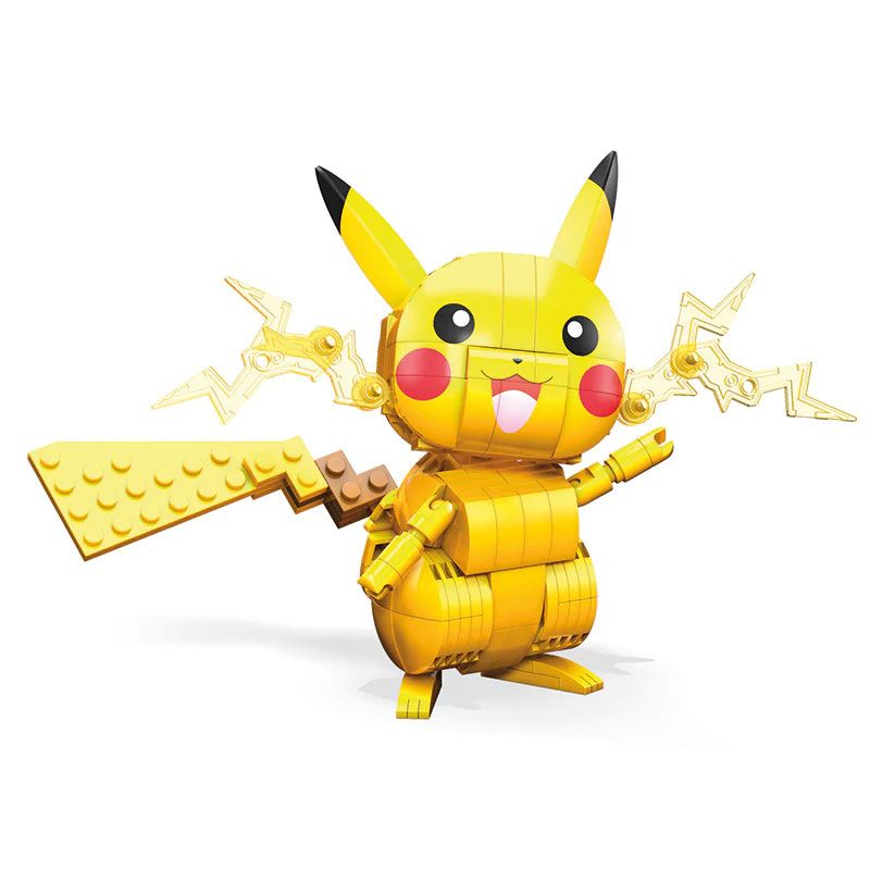 Детски образователен конструктор Mega Pokémon Pikachu – Екшън фигурка за сглобяване в бойни пози с електрически ефекти (211 части)