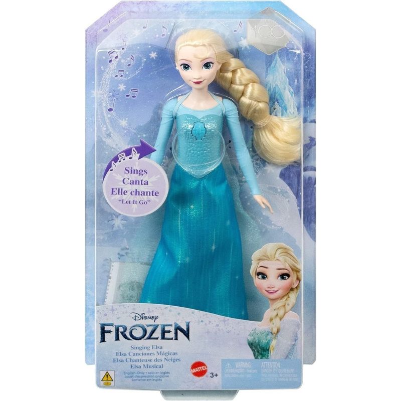 Детска пееща кукла Disney Frozen Елза (Elsa) от Mattel – Музикална кукла с песента „Let It Go“ и аксесоари (30 см)
