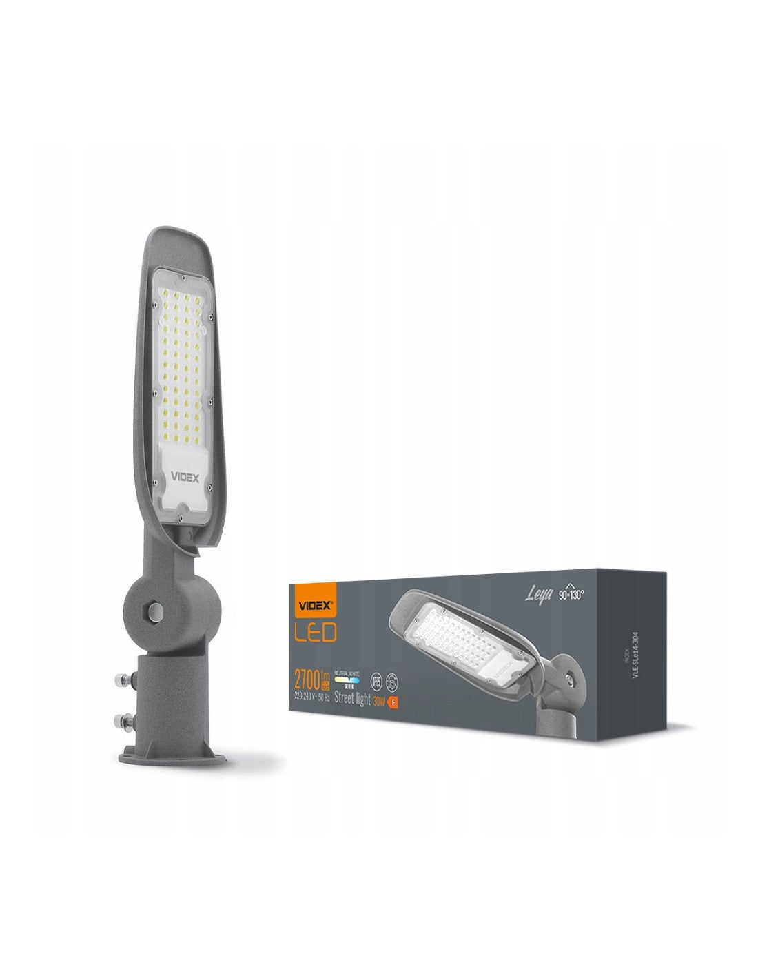 ВЪНШНА LED улична лампа Videx 30W, регулируема фасада, IP65