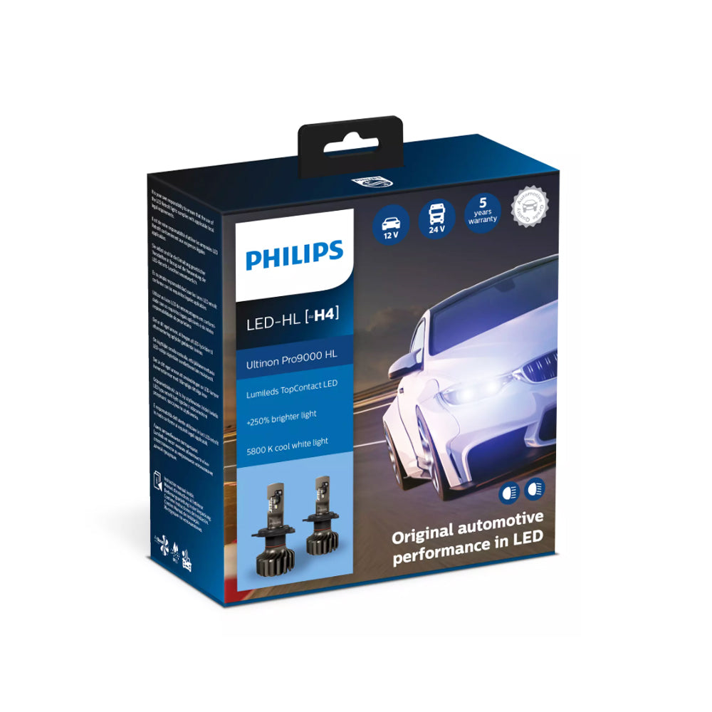 LED КРУШКИ PHILIPS ULTINON PRO9000 +250% HL H4 12/24V (5800K)