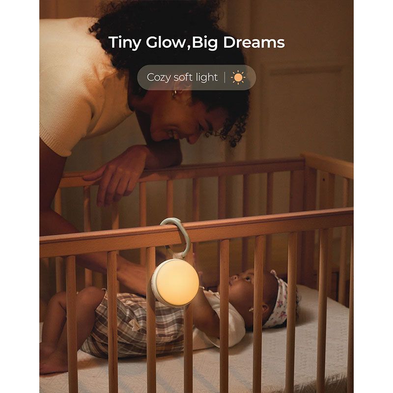 Преносима музикална кутия за сън momcozy Sleep Machine – Уред за бял шум с 20 успокояващи звука, Bluetooth, нощна лампа, таймер и защита за деца