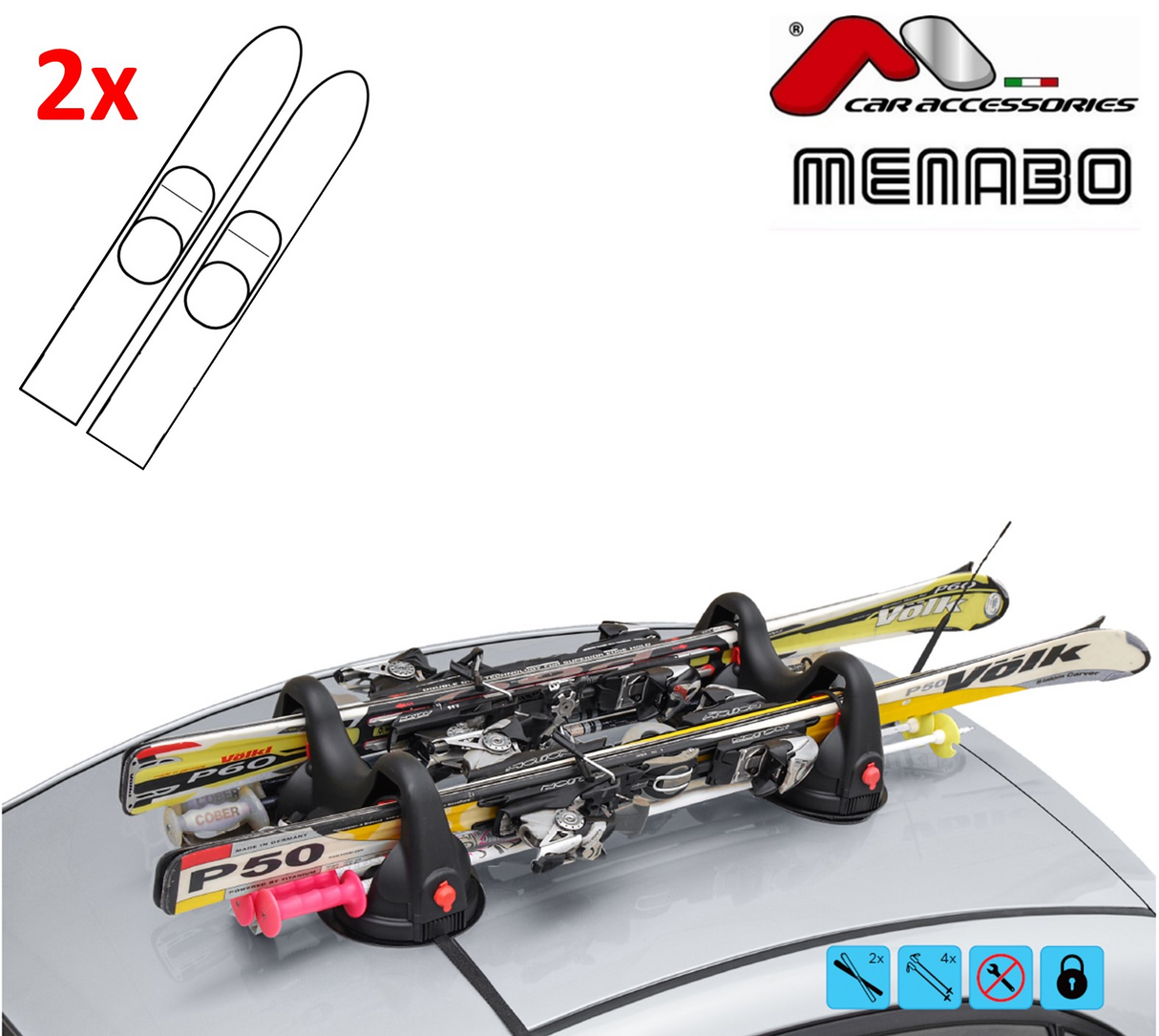 Магнитен багажник за ски - HIMALAYA MENABO 780