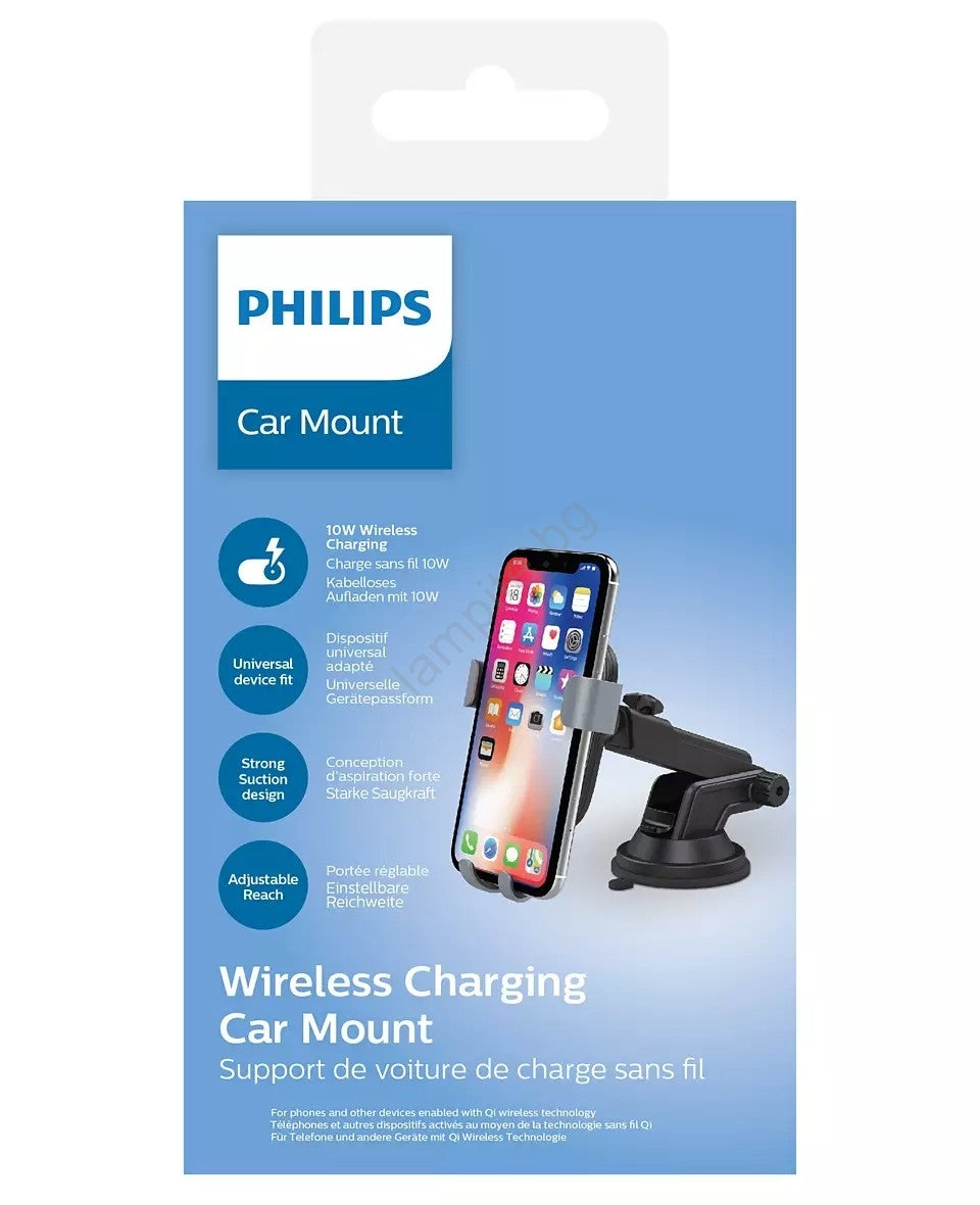 СТОЙКА И ЗАРЯДНО УСТРОЙСТВО ЗА СМАРТФОН ЗА АВТОМОБИЛ ИЛИ БЮРО DLK3532Q WIRELESS CHARG PHILIPS