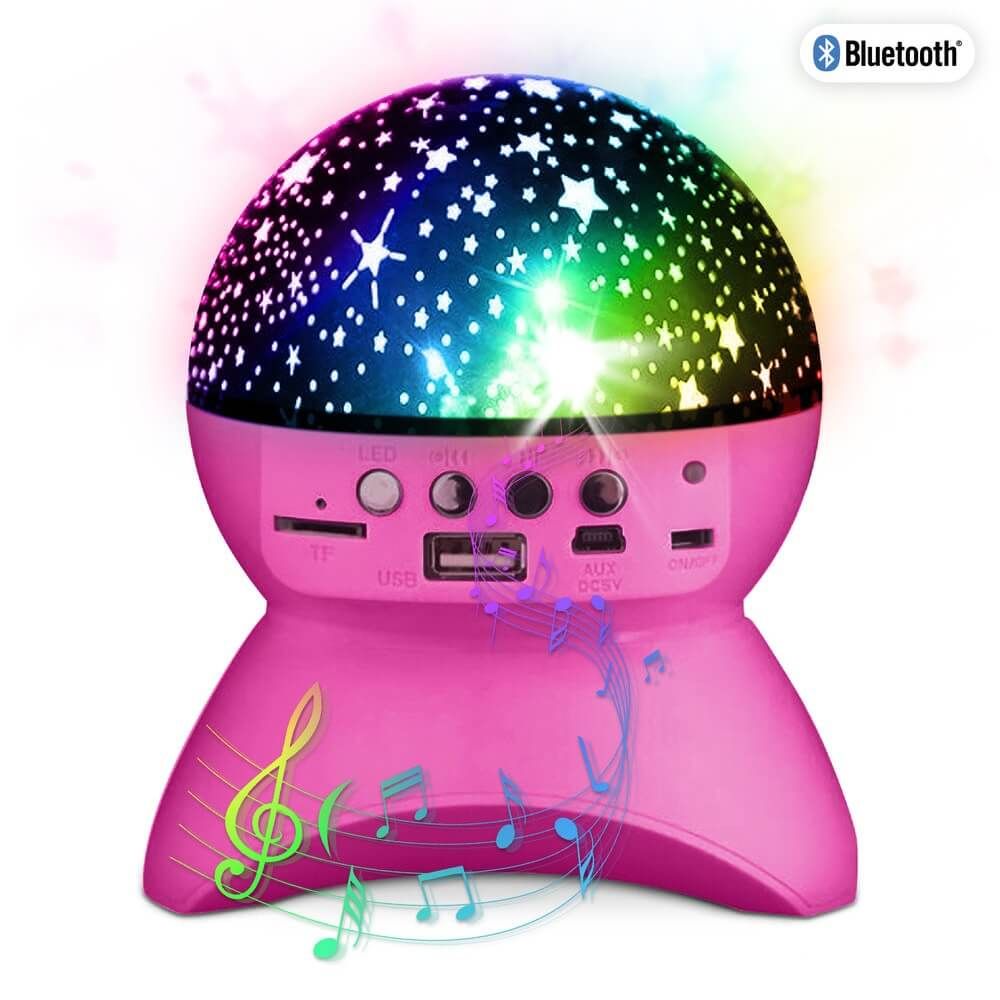 Парти Bluetooth високоговорител с проектор Луна и Звезди Starry Night – Преносима тонколона с нощна лампа, 600 mAh батерия, USB, SD и Bluetooth