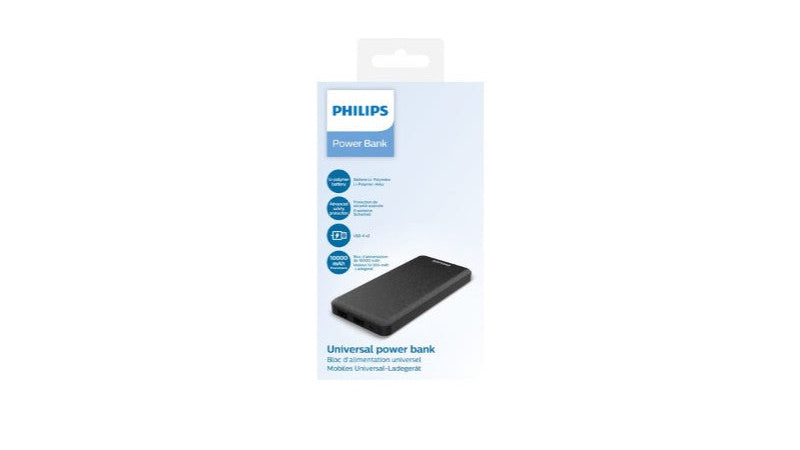 БЪРЗ POWER BANK(ВЪНШНА БАТЕРИЯ) 10 000mAh DLP1810NV PHILIPS - ЧЕРЕН