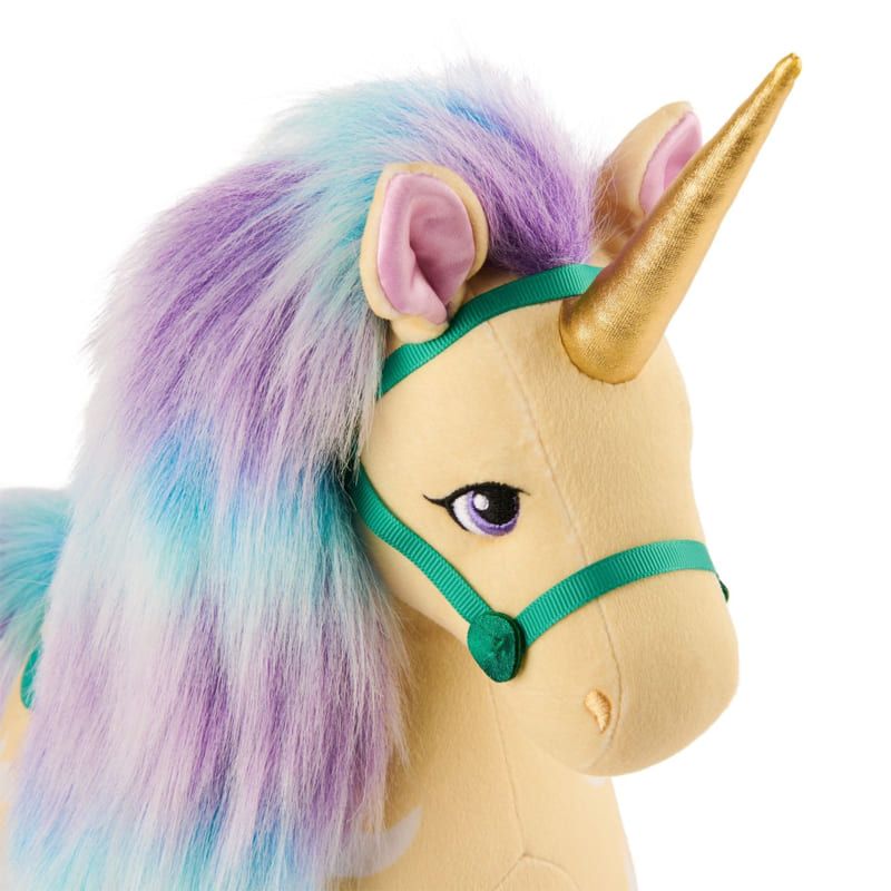 Голяма плюшена играчка Еднорог Лийф Spin Master Unicorn Academy – Вълшебен растителен еднорог Лийф с лилава грива (38 см)
