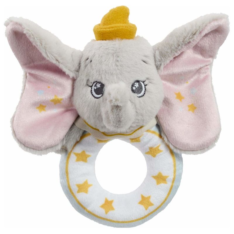 Мека бебешка ринг дрънкалка Dumbo Disney – Вълшебни първи звуци и нежни пастелни открития